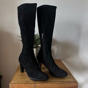 Aquatalia Rhumba II Black Stretch Suede Women’s Knee-high Boots Size 7